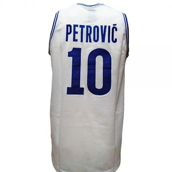 Camiseta baloncesto Drazen Petrovic Cibona blanca y bordada 2