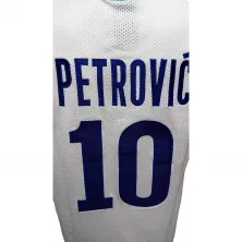 Camiseta baloncesto Drazen Petrovic Cibona blanca y bordada dorsal