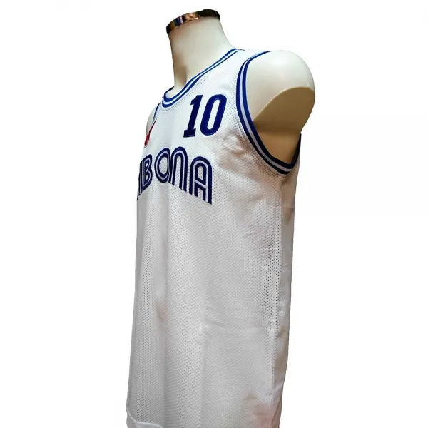 Camiseta baloncesto Drazen Petrovic Cibona blanca y bordada lateral
