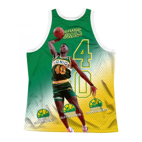 CAMISETA SHAWN KEMP BEHIND THE BACK SEATTLE SUPERSONICS - MITCHELL NESS