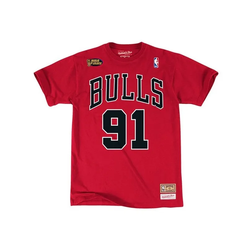 Camiseta Dennis Rodman Name and Number Chicago Bulls roja