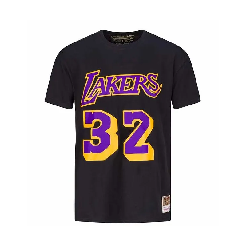 Camiseta name and number Magic Johnson Mitchell and Ness en negro