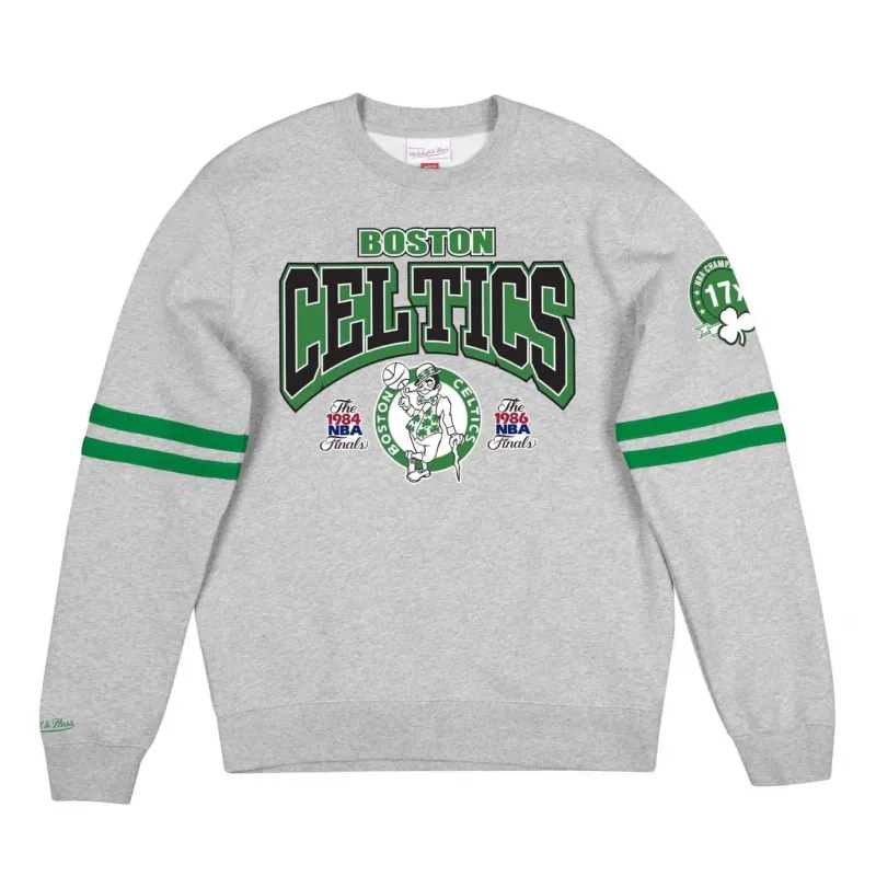SUDADERA BOSTON CELTICS "ALL OVER PRINT FLEECE CREW" MITCHELL AND NESS