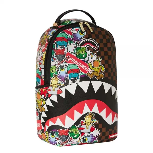 Mochila Sprayground sticker bomb sharks in Paris vista delantera
