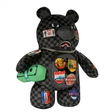 Mochila oso Sprayground global mogul money bear vista izquierda