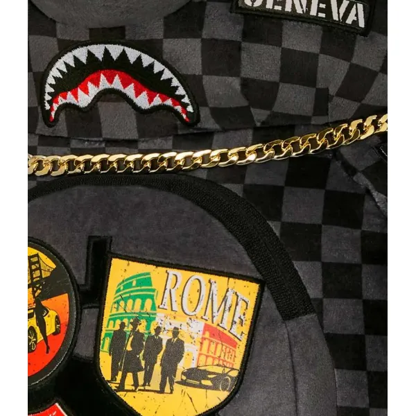 Mochila oso Sprayground global mogul money bear detalle cierre