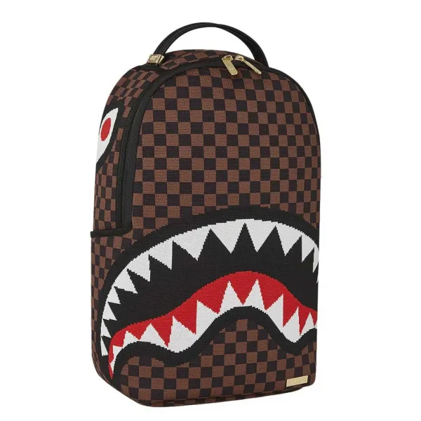 Mochila Sprayground Sharks in Paris Knit marron lateral 2