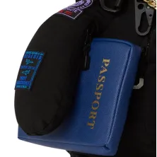 Mochila Oso Sprayground James Passport en negro ,detalle