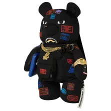 Mochila Oso Sprayground James Passport en negro, frente