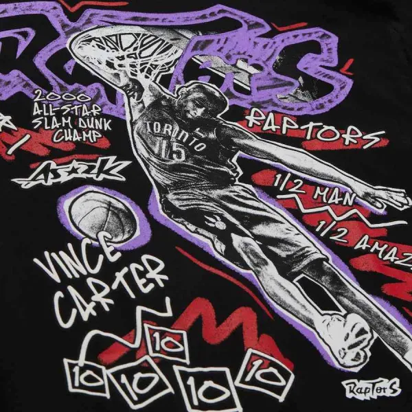 Camiseta manga corta de algodon Vince Carter NBA Chalked Up Raptors, detalle