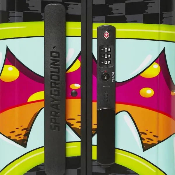 Maleta rigida de viaje Sprayground Slime Takeover, detalle cierre