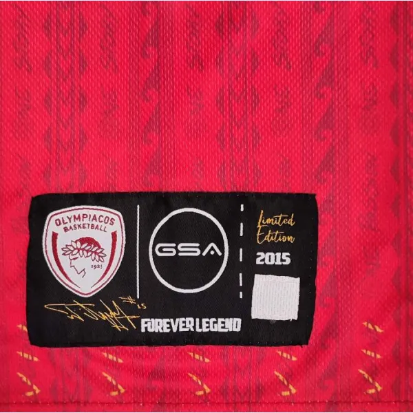 Camiseta Georgios Printezis Oliympiacos aniversario roja detalle