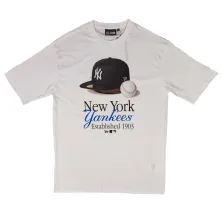 Camiseta Yankees Script manga corta blanca oversized
