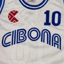 Camiseta baloncesto Drazen Petrovic Cibona blanca y bordada frontal