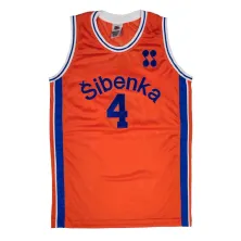Camiseta baloncesto Petrovic Sibenka naranja bordada