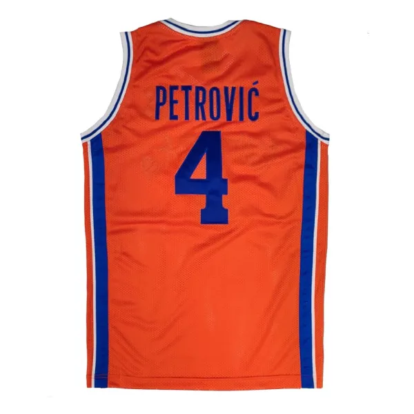 Camiseta baloncesto Petrovic Sibenka naranja bordada espalda Camiseta baloncesto Petrovic Sibenka naranja bordada espalda