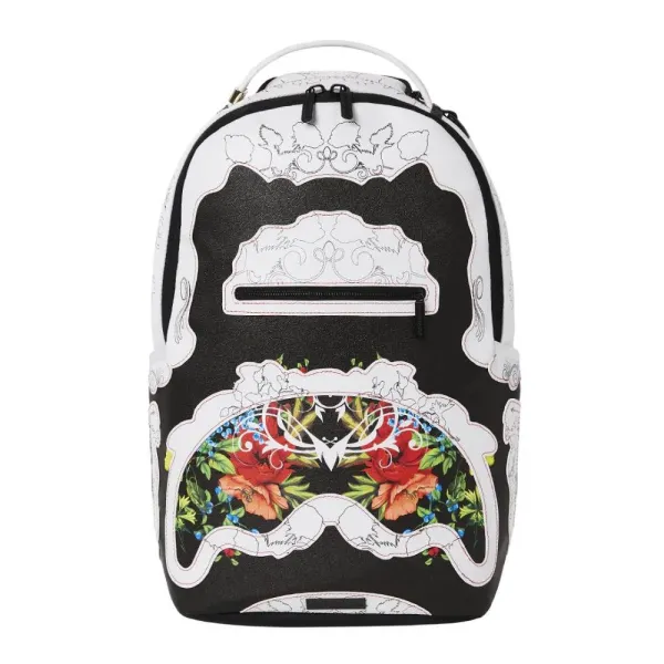 Sprayground mochila Floral Cut en blanco y negro