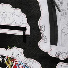 Sprayground mochila Floral Cut en blanco y negro detalle