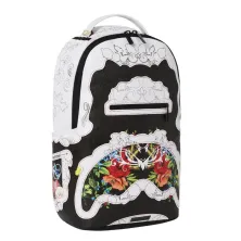 Sprayground mochila Floral Cut en blanco y negro, frontal