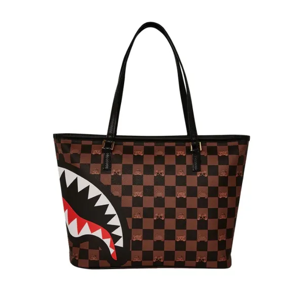 Sprayground Peeking Character Check Tote, lateral
