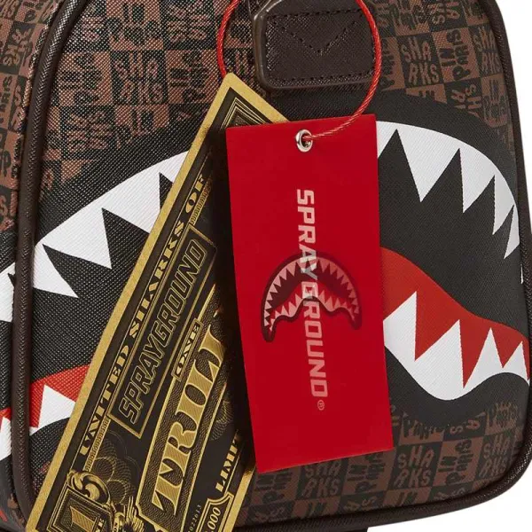 Bolsa de viaje Sprayground mini Duffle Sharks in Paris check etiqueta original