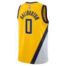 Camiseta Tyrese Haliburton Indiana Pacers amarilla trasera