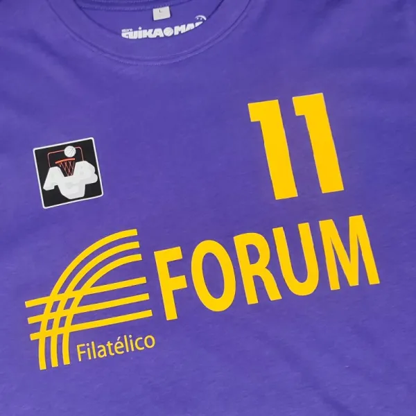 Camiseta Sabonis Forum Valladolid manga corta ACB en violeta, detalle