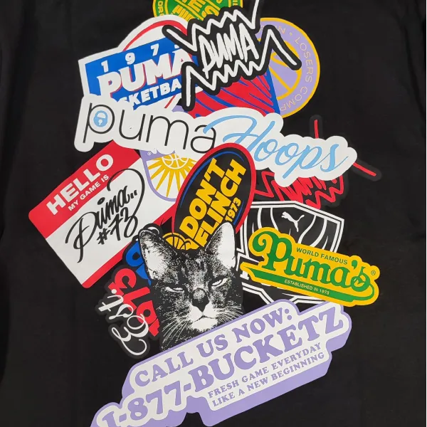 Camiseta manga corta baloncesto HooperHotline Puma negra detalle