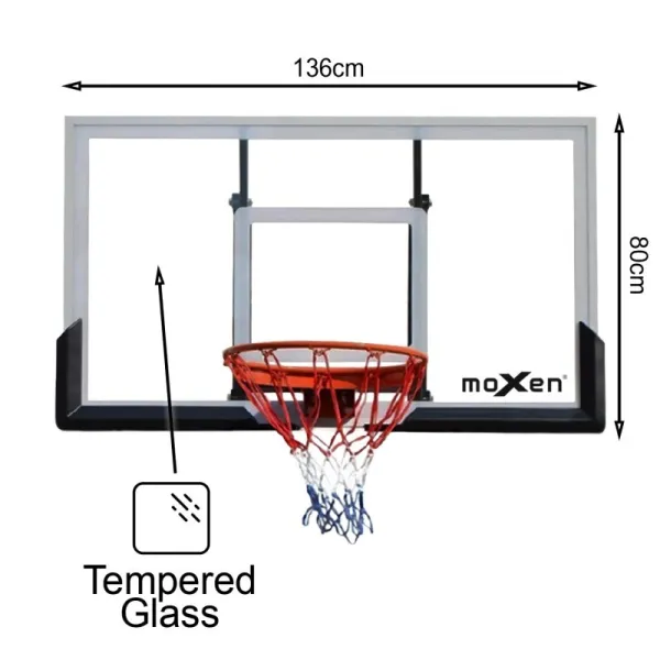 Tablero baloncesto Moxen Jumper Glass medidas 2