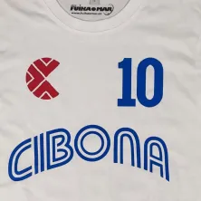 Camiseta baloncesto manga corta Drazen Petrovic Cibona blanca detalle