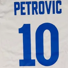 Camiseta baloncesto manga corta Drazen Petrovic Cibona blanca detalle dorsal