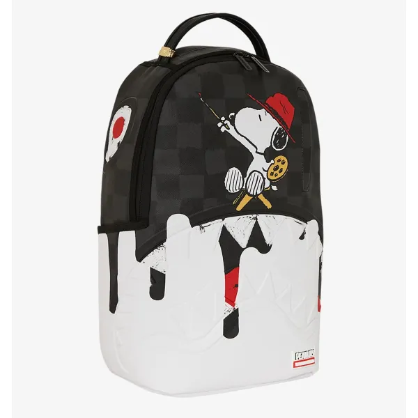 Sprayground Snoopy painting en negro y blanca lateral interior