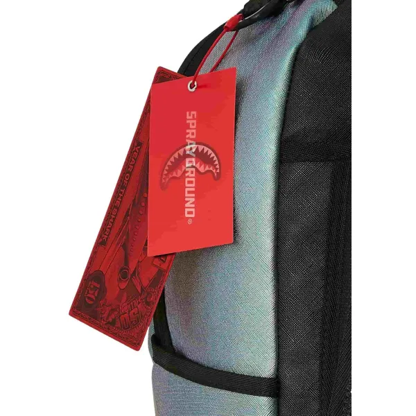 Mochila de moda Sprayground Shark Central Oil Slick etiqueta