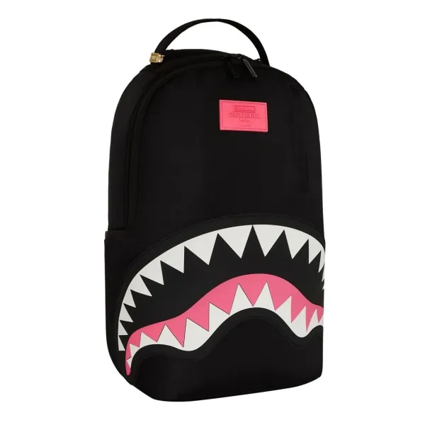 Sprayground Shark Nylon Black Pink mochila de moda lateral 2