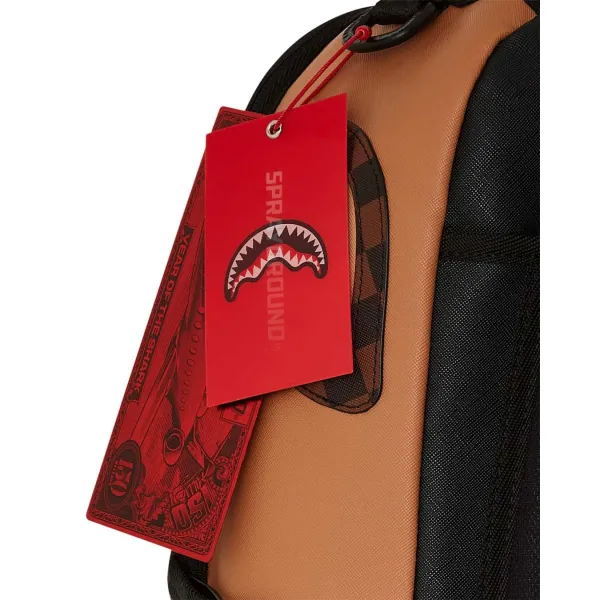 Mochila Sprayground HypeShark VSM DLX en marron - etiqueta