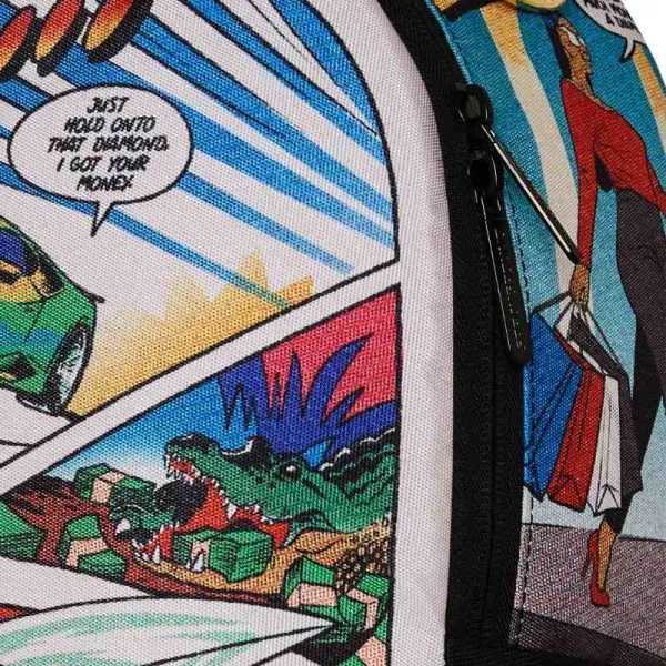 Sprayground mochila 305 Retro Comic lateral detalle cremallera
