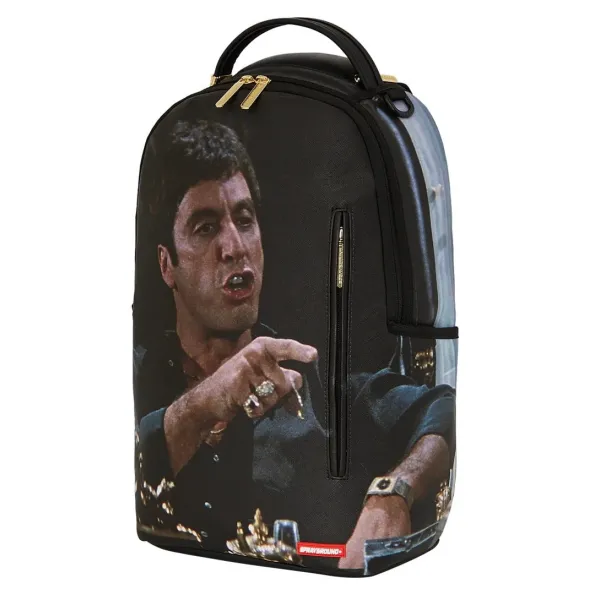 Mochila negra Sprayground Scarface Paint lateral 2
