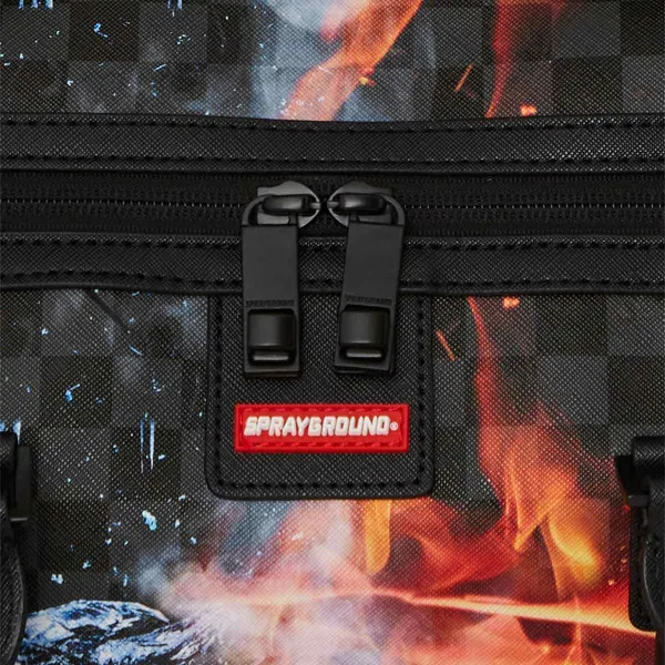 Bolsa de viaje grande Sprayground Fire & Ice Shark - foto cremallera
