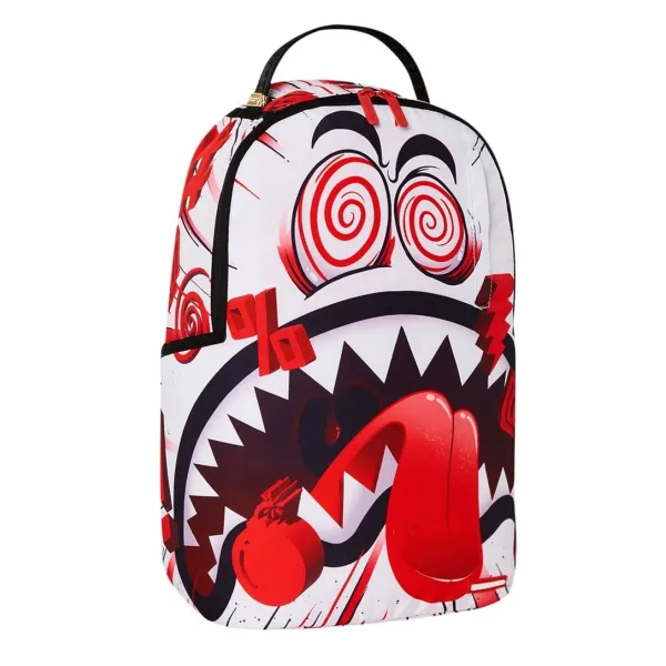Sprayground WTF Shark en blanco y rojo - foto lateral