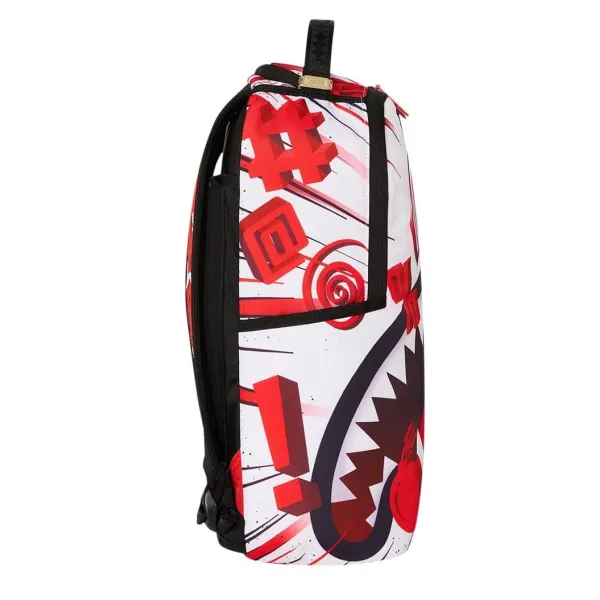 Sprayground WTF Shark en blanco y rojo - foto de lado