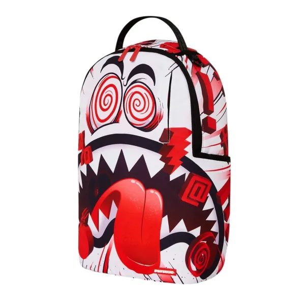 Sprayground WTF Shark en blanco y rojo - foto de lado 2