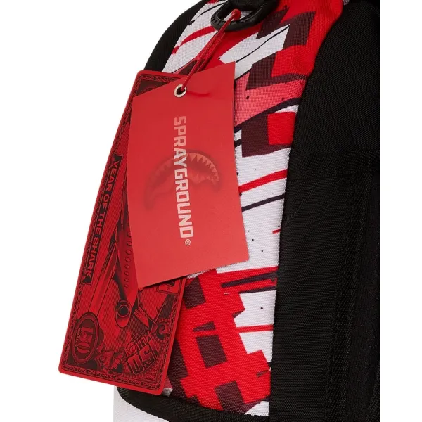 Sprayground WTF Shark en blanco y rojo - foto etiquetas