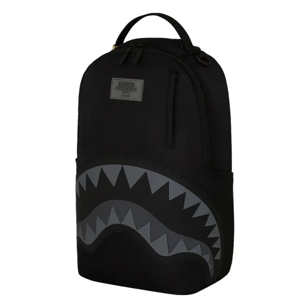 Sprayground Shark Central Nylon Black lado Sprayground Shark Central Nylon Black lado