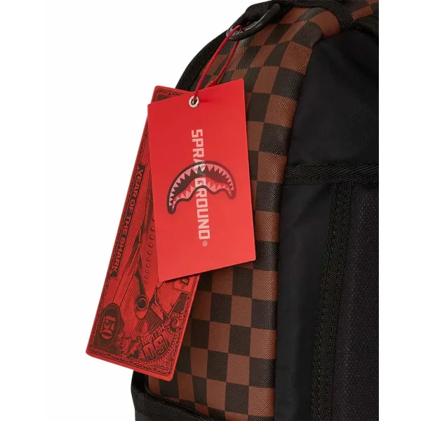 mochila Sprayground The Hero negra y marron - foto etiquetas