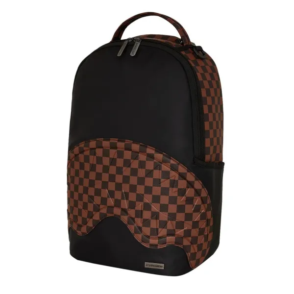 mochila Sprayground The Hero negra y marron - foto lateral