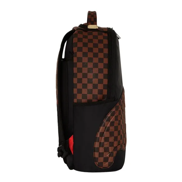 mochila Sprayground The Hero negra y marron - foto de lado