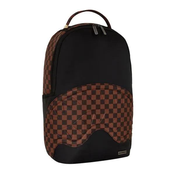mochila Sprayground The Hero negra y marron - foto lateral 2