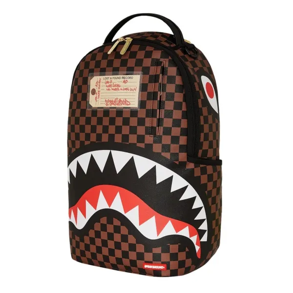Sprayground Sharks in Paris Lost and Found marron foto lateral Sprayground Sharks in Paris Lost and Found marron foto lateral