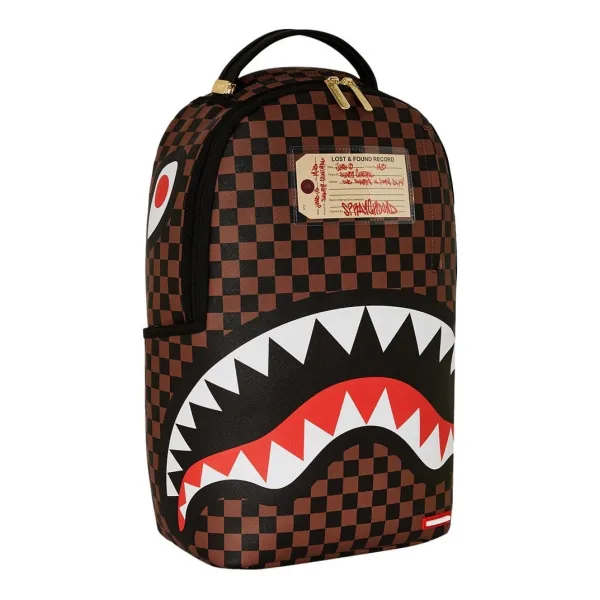 Sprayground Sharks in Paris Lost and Found marron foto lateral 2 Sprayground Sharks in Paris Lost and Found marron foto lateral 2