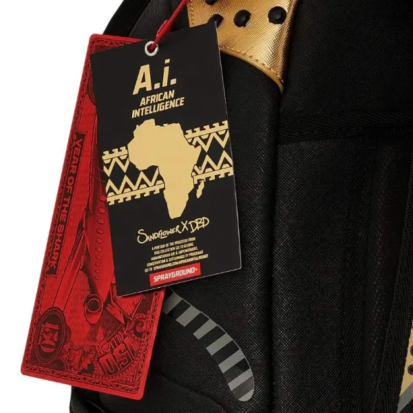 Mochila Sprayground AI Wonderland Gold and Black